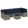 vidaXL Bankstel met kussen 8 pcs Grijs en Marineblauw poly rattan