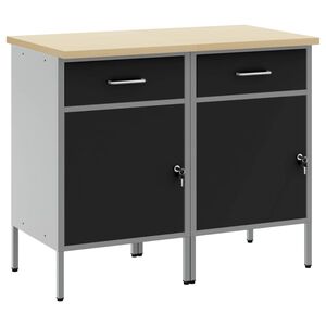 vidaXL Werk kast met lade 2 st Zwart en Grijs 100 x 55 x 85 cm