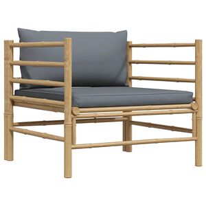 vidaXL Tuinbank met donkergrijze kussens bamboe