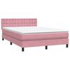 vidaXL Boxspring met matras en LED fluweel roze 160x210 cm