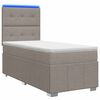 vidaXL LED Boxspring Bed met Matras Taupe 90 x 200 cm Stof