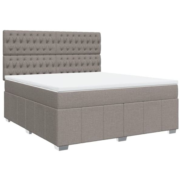 vidaXL Boxspring met matras stof taupe 180x200 cm
