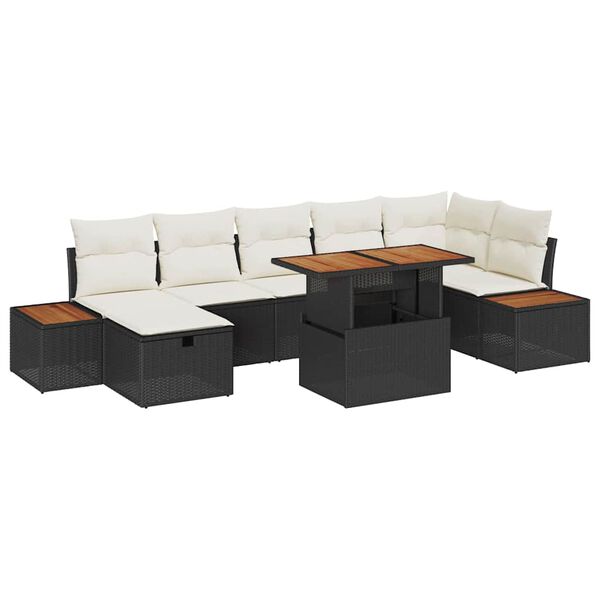 vidaXL Tuin Sofa Set 8 pcs Zwart poly rattan