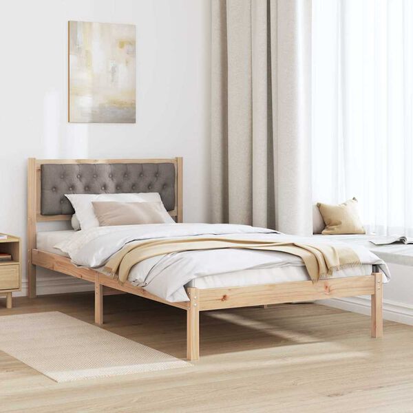 vidaXL Bedframe met hoofdeinde Taupe 100 x 200 cm Massief grenenhout