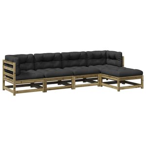 vidaXL 5-delige Loungeset met kussens geïmpregneerd grenenhout