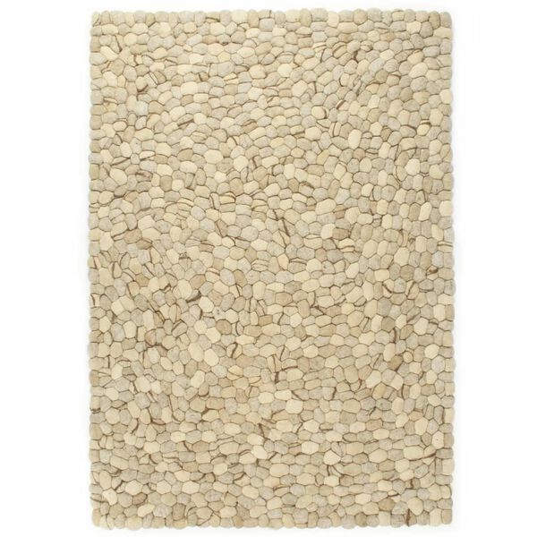 vidaXL Vloerkleed kiezel 80x150 cm wolvilt beige/grijs/bruin
