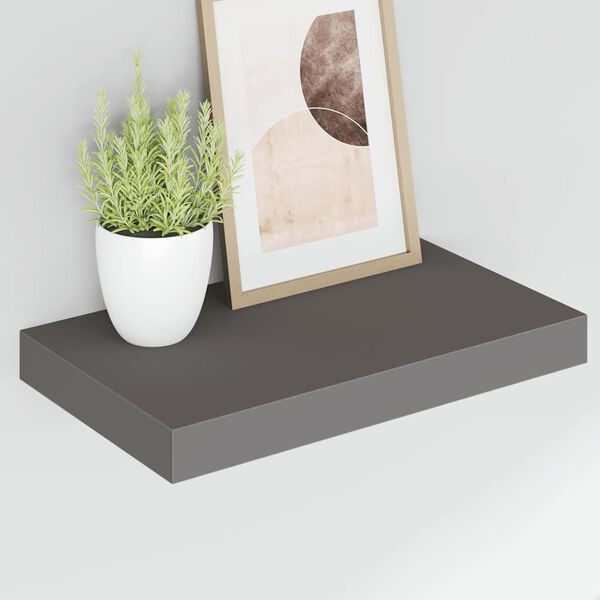 vidaXL Wandschappen zwevend 4 st 40x23x3,8 cm MDF hoogglans grijs