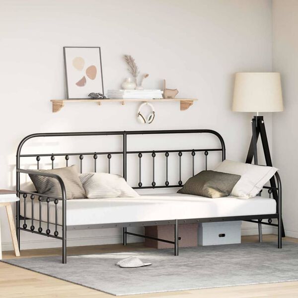vidaXL Bedframe voor een daybed Zwart 100 x 190 cm Gepoedercoat staal