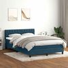 vidaXL Boxspring met matras fluweel donkerblauw 160x210 cm