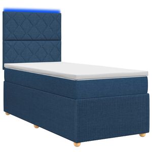 vidaXL LED Boxspring Bed met Matras Blauw 80 x 200 cm Stof