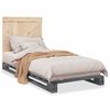 vidaXL Bedframe met hoofdbord massief grenenhout grijs 90x200 cm
