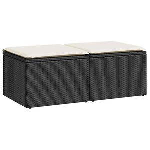 vidaXL 2-delige Loungeset met kussens poly rattan acacia zwart