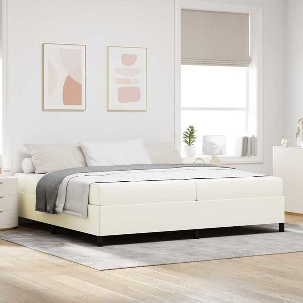 vidaXL Bedframe met matras Cr&egrave;me 200 x 200 cm Stof
