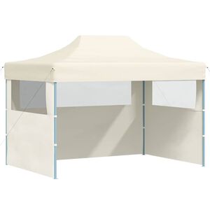 vidaXL Partytent met 3 zijwanden inklapbaar 3x4 m staal cr&egrave;me