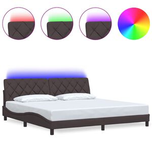 vidaXL Bedframe met LED zonder matras 200x200 cm stof donkerbruin