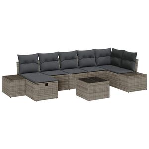 vidaXL Tuin Sofa Set met kussen 8 pcs Grijs poly rattan