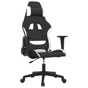 vidaXL Massage gamestoel stof zwart en wit