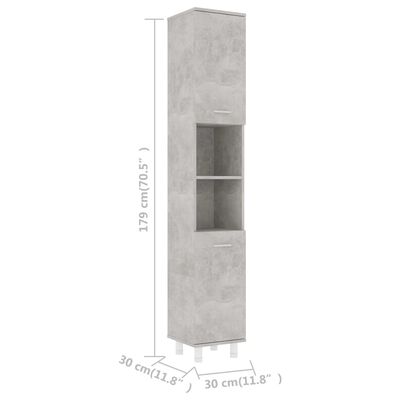 vidaXL Badkamerkast 30x30x179 cm spaanplaat betongrijs