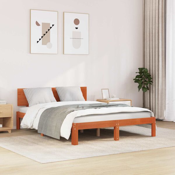 vidaXL Bedframe Wasbruin 120 x 190 cm Massief grenenhout