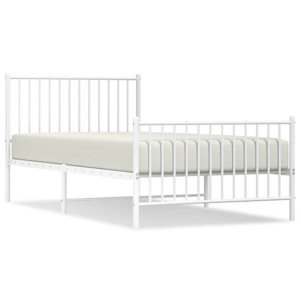 vidaXL Bedframe met hoofd- en voeteneinde metaal wit 100x200 cm