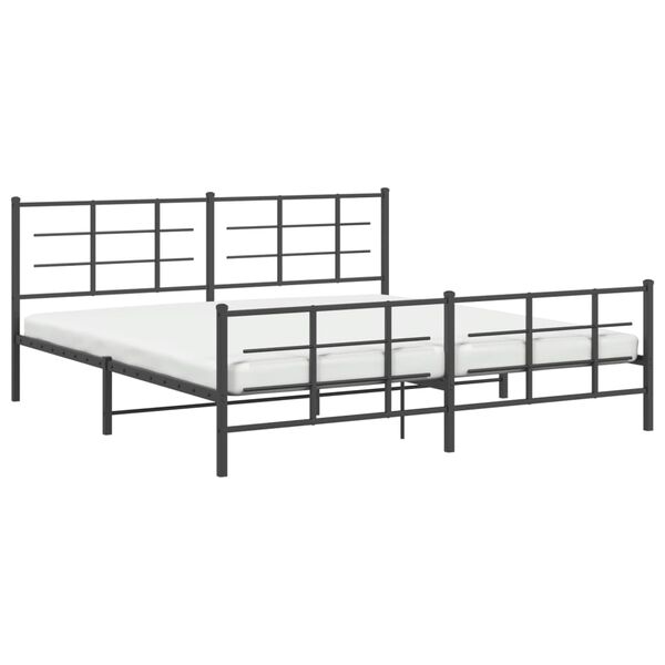 vidaXL Bedframe met hoofd- en voeteneinde metaal zwart 183x213 cm