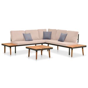 vidaXL 4-delige Loungeset met kussens massief acaciahout