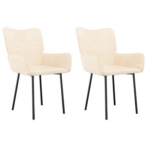 vidaXL Eetkamerstoelen 2 st fluweel cr&egrave;mekleurig