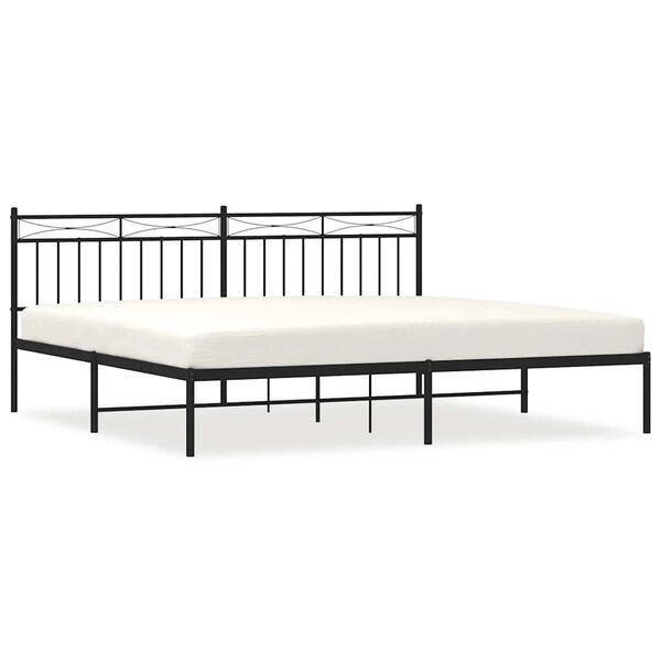 vidaXL Bedframe met hoofdbord metaal zwart 193x203 cm