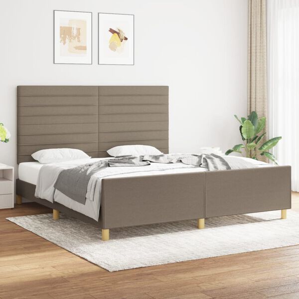 vidaXL Bedframe zonder matras stof taupe 180x200 cm