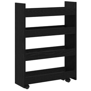 vidaXL Smalle Opbergtrolley Zwart Eiken 60 x 20 x 82 cm Bewerkt hout