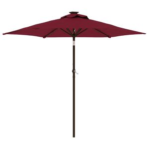 vidaXL Parasol met LED's en stalen paal 225x225x212 cm bordeauxrood