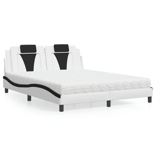 vidaXL Bed "Viana" met matras kunstleer wit en zwart 160x200 cm
