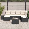 vidaXL Tuin Sofa Set met kussen 7 pcs Zwart en crème Poly riet