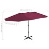 vidaXL Parasol met aluminium paal 460x270 cm bordeauxrood