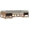 vidaXL Buiten bankenset met kussen 6 pcs Naturel en lichtgrijs