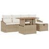 vidaXL Tuinbankenset met kussen met opslag 6 pcs Beige poly rattan