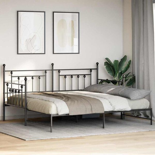 vidaXL Bedframe voor een daybed Zwart 100 x 200 cm Staal