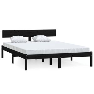 vidaXL Bedframe massief grenenhout zwart 140x190 cm