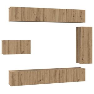 vidaXL Tv-meubelset Wandgemonteerd 8 pcs Artisan Eiken Bewerkt hout