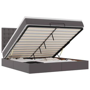vidaXL Ottoman bed met matras 180x200cm kunstleer grijs