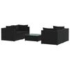 vidaXL 5-delige Loungeset met kussens poly rattan zwart