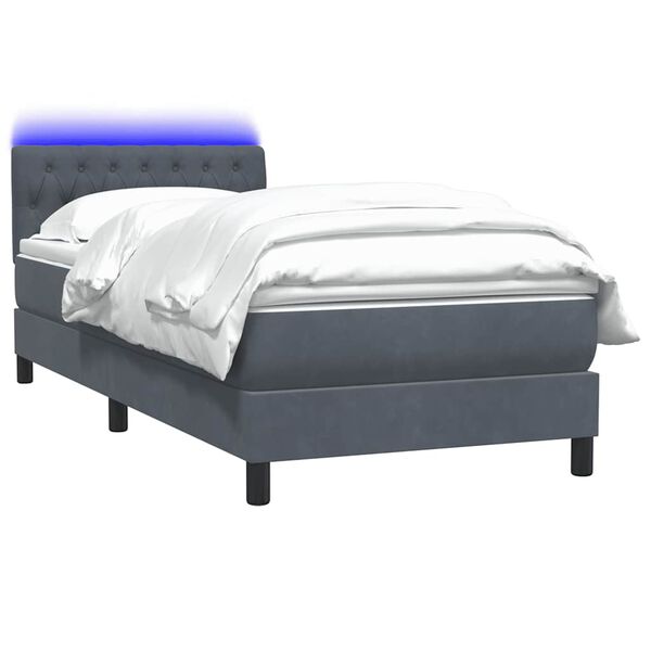 vidaXL Boxspring met matras en LED fluweel donkergrijs 80x210 cm