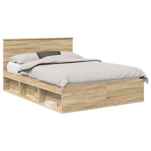 vidaXL Bedframe met hoofdeinde Sonoma 140 x 200 cm Bewerkt hout