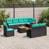 vidaXL 9-delige Loungeset met kussens poly rattan zwart