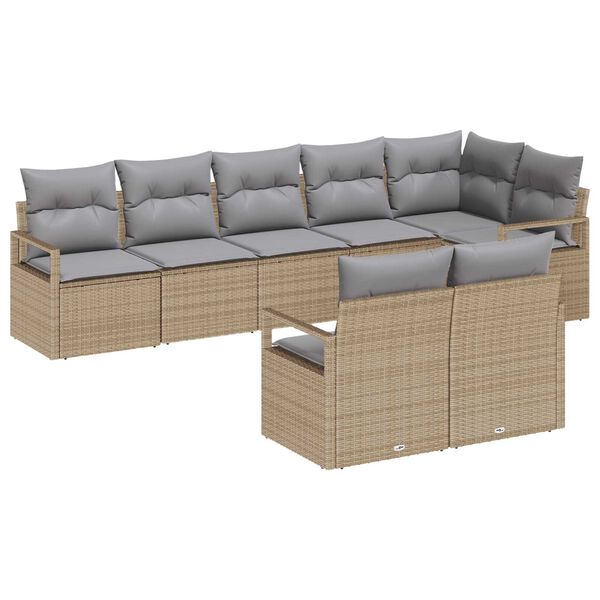 vidaXL Bankstel 8 pcs Beige poly rattan