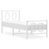 vidaXL Bedframe met hoofd- en voeteneinde metaal wit 75x190 cm