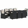 vidaXL Tuin eettafelset 9 pcs Zwart poly rattan