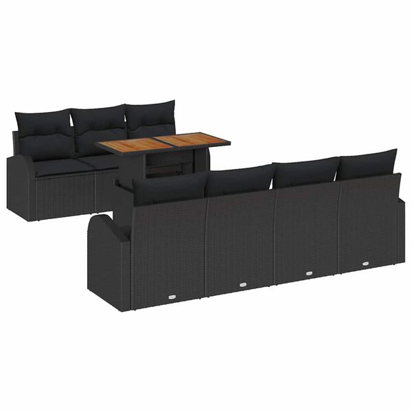 vidaXL Tuin Sofa Set met opslag 8 pcs Zwart Poly riet