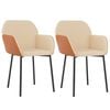 vidaXL Eetkamerstoelen 2 st stof en kunstleer cr&egrave;mekleurig