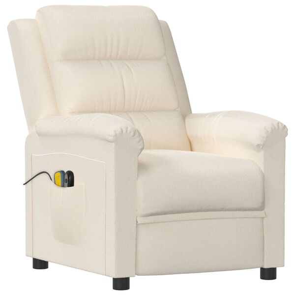vidaXL Massagestoel elektrisch fluweel cr&egrave;mekleurig